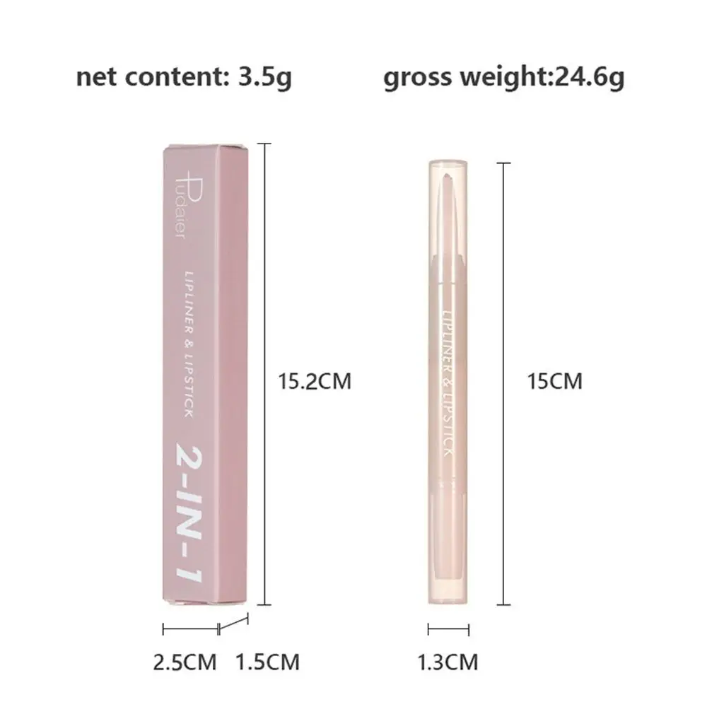 Matte Double Head Lip Liner Pencils Portable Non-Stick Cups Long Lasting 2 In 1 Lipstick Silky Tint Lipliner Pen Women