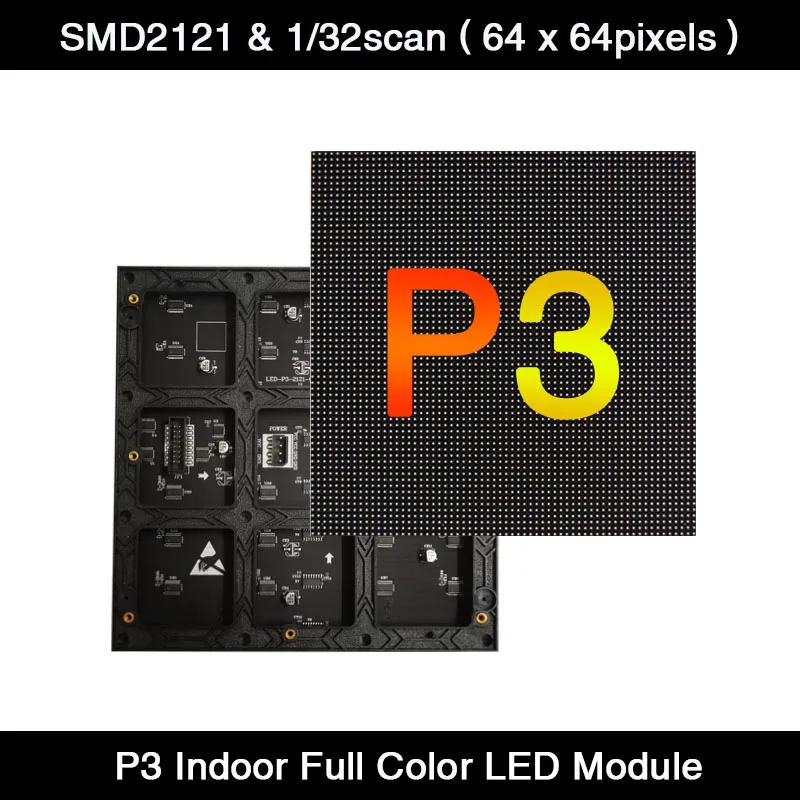 AiminRui High Resolution P3 Indoor 1/32 Scan 192*192mm 64*64 pixels 3in1 RGB SMD Full color LED Display Panel Module