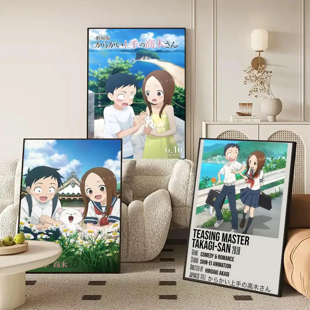 T-Teasing M-Master Takagi-san Poster Waterproof Self-Stick Wall Art Stickers, Removable Wall Decor for Living Room and Bedroom