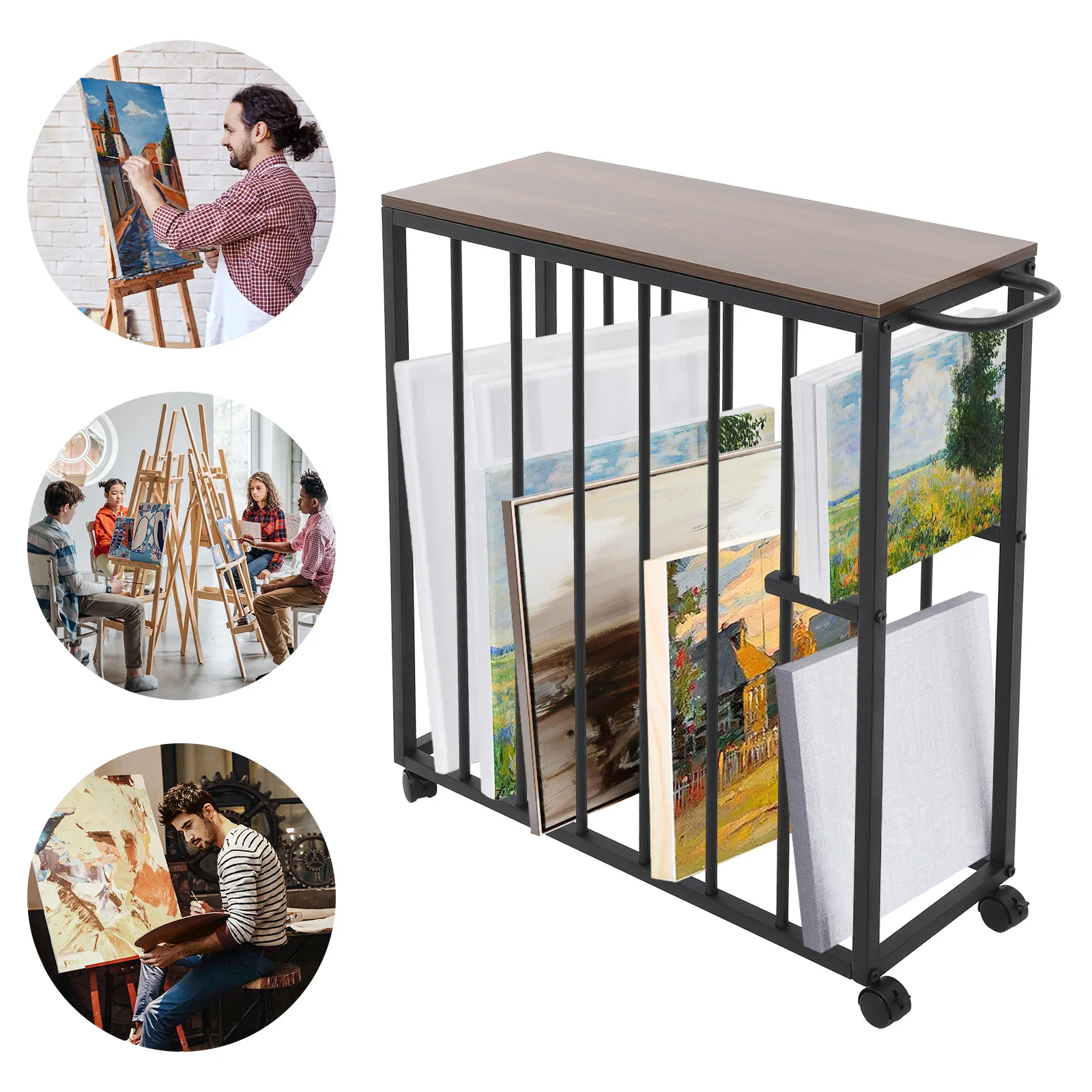 

Большой художественный железный стеллаж для хранения, черный отдельно стоящий холст для сушки живописи 72*26*81 см для студий, галереев