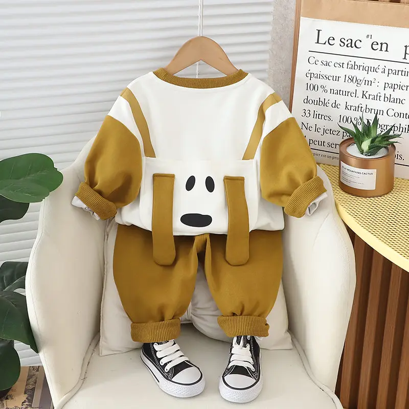 New Spring Kids Clothes Kids Dinosaur Cotton Sports Hooded Sweater Shirt Pants Sets Children Boys Kids Casual Suit 0-5 YEARS