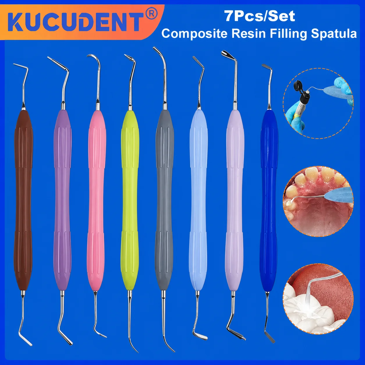 7pcs/set Dental Composite Resin Filling Kit Aesthetic Restoration Spatula Instruments Resin Filler Restorative Dentist Tools