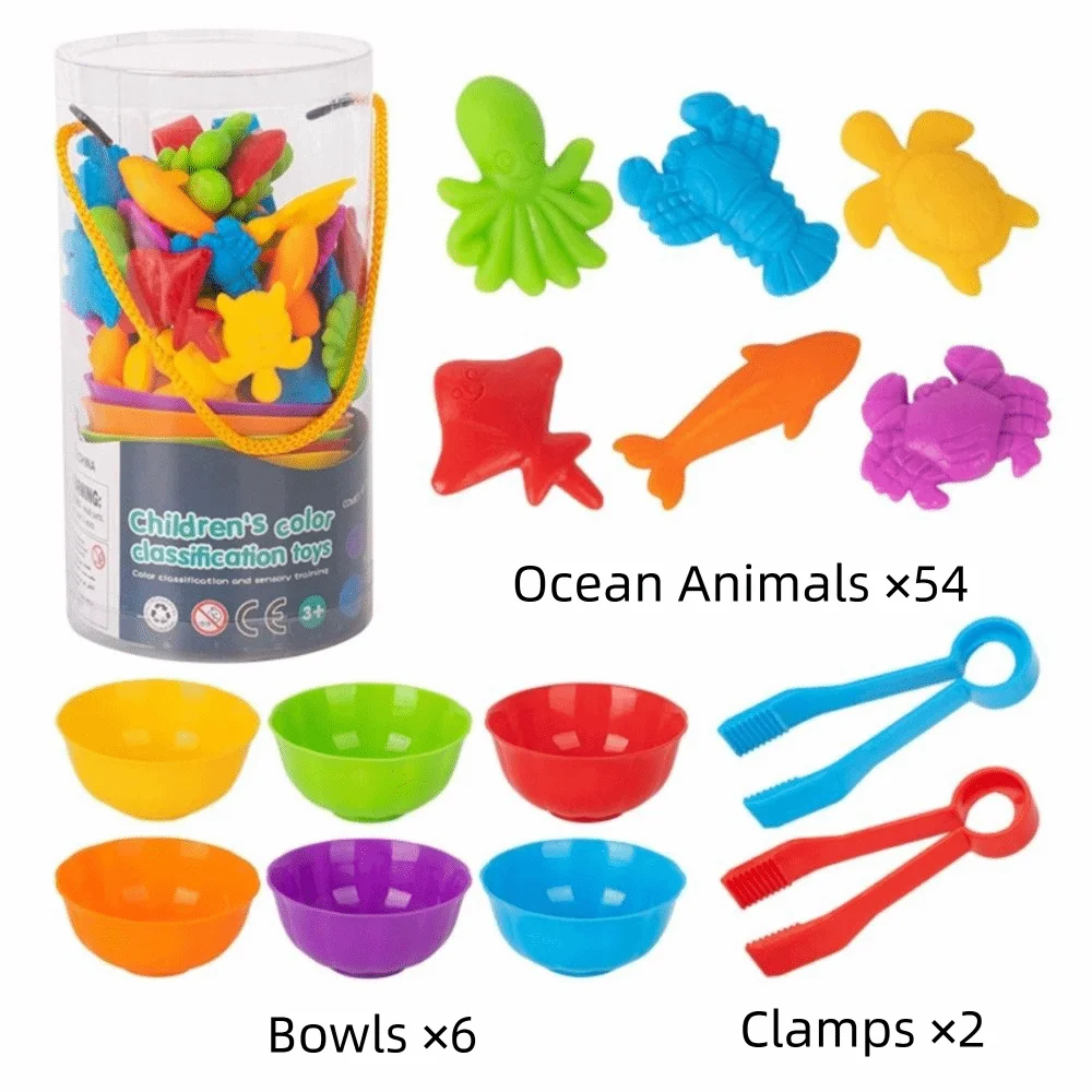 Giocattolo di conteggio arcobaleno in gomma morbida Forme di orso e dinosauro Colori multipli Giocattolo matematico Montessori Gioco di abbinamento Educazione precoce