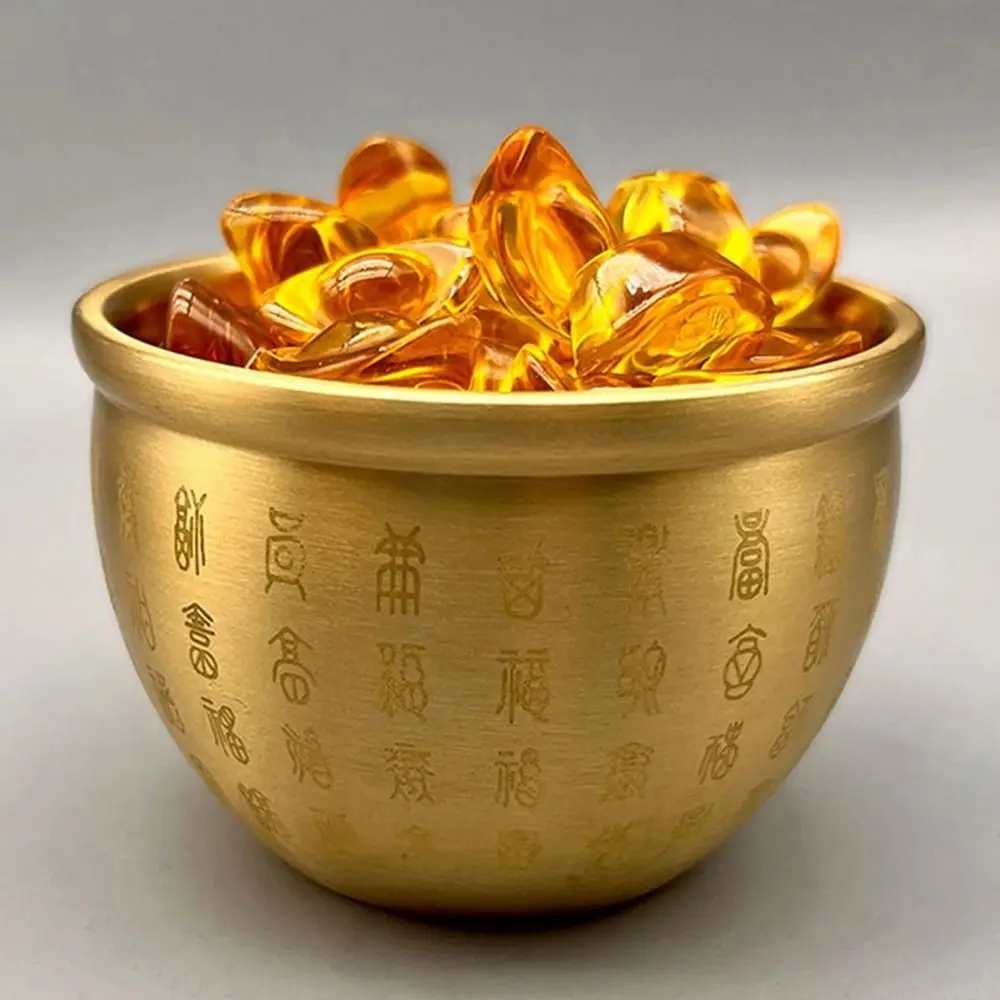 1Pcs Wealth Attracting Pure Brass Cornucopia Small Mini 4.5-7cm Baifu Rice Cylinder Auspicious Surface Polished Baifu Jar Cup