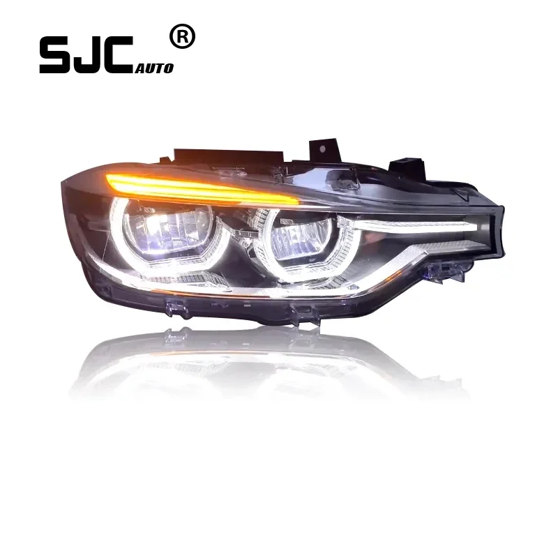 SJC Auto Car Accessories Headlight for BMW 3 Series F30 F35 13-15 Headlamp Assembly Modified Angel Eye LED Daytime Running Light