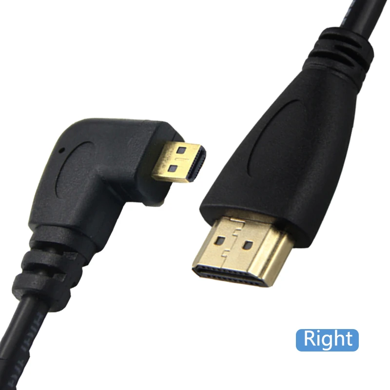 Micro kabel hdmi kompatybilny z HDMI V1.4 męski do HDTV Micro HD 90 stopni lewy kabel kątowy prawy 1080p dla HDTV PS3 XBOX 3D LCD