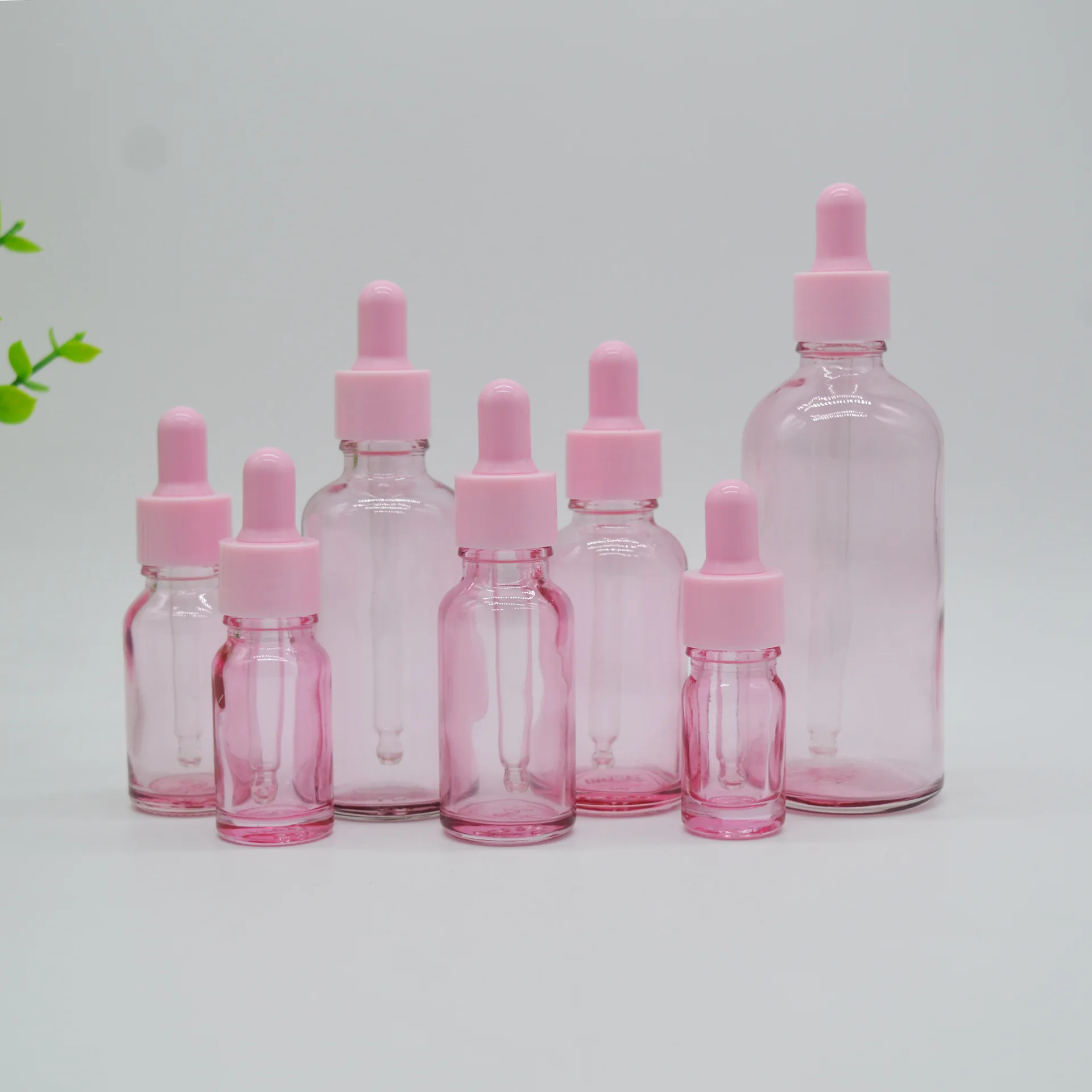 5ml-100ml Pink Glass Dropper Bottle Translucence Rose Gold Essential Oil Aromatherapy Liquid Pipette Refillable Bottles Travel