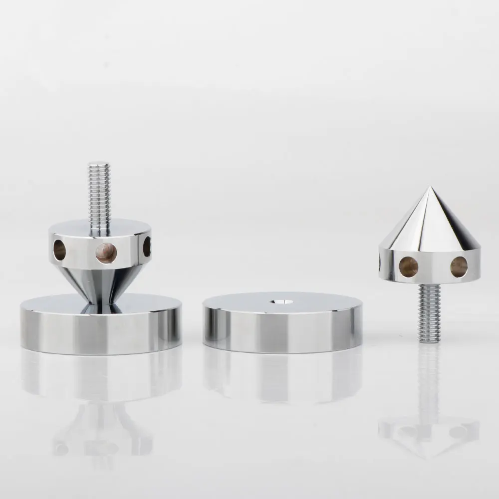 SP0045แอมป์ลำโพงวิทยุไฮไฟฐานโคนเท้าดูดซับแรงกระแทกสำหรับแยกตะปูแผ่นสแตนเลสสตีล