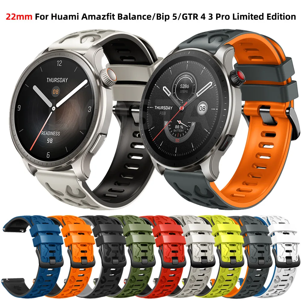 22 مللي متر حزام ساعة سيليكون ل Amazfit Bip 6/ Balance 2 Smartwatch الفرقة ل Amazfit GTR 4/GTR 3 Pro/47 مللي متر سوار حزام الساعات