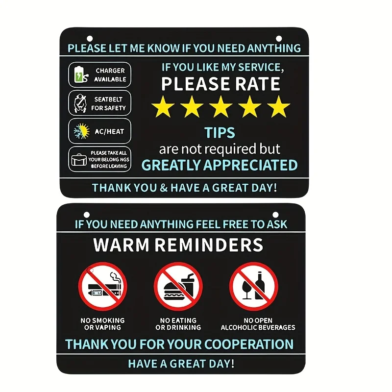 

1Pc No Smoking No Eating No Drinking Warm Reminder Vinyl Sticker, Taxi Ride-Hailing Waterproof Decal for Car Window Decor