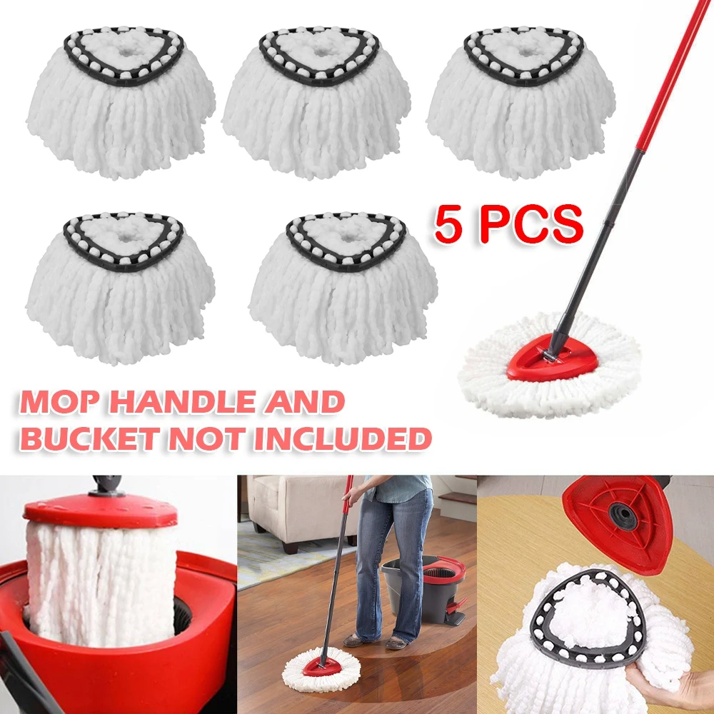 5pcs/lot 360 Rotating Mop Head Replacement Refill Microfiber Spinning Floor Mop Cleaning Head Refill Mop Head for Vileda