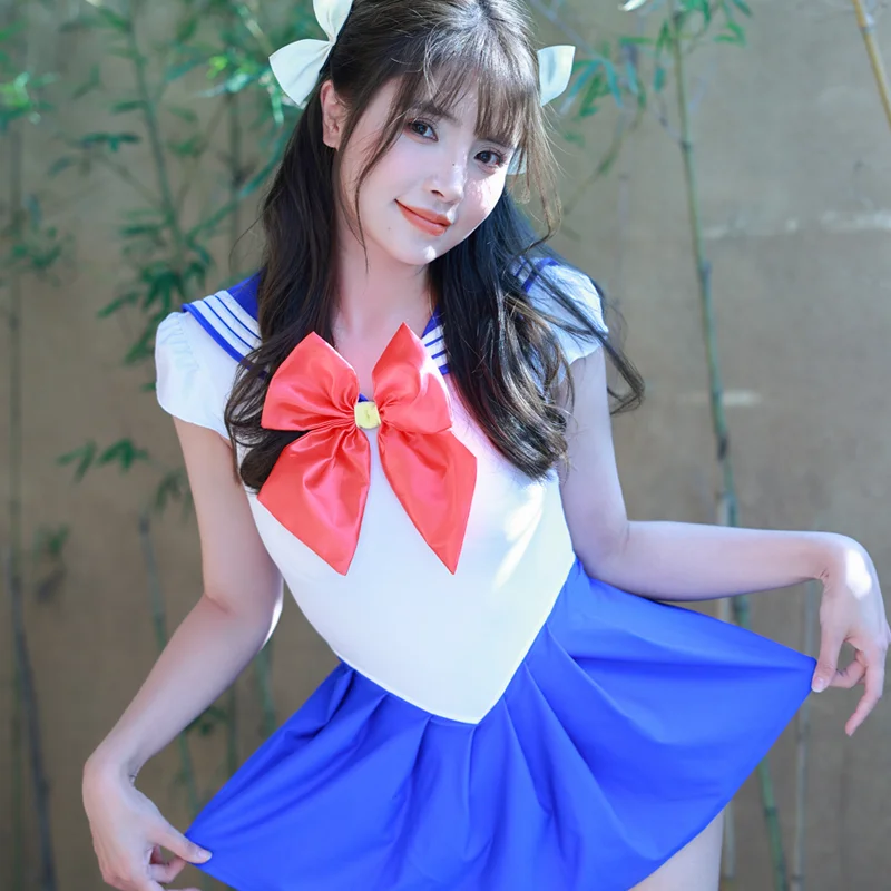 BITYSIE Japanese Anime Cosplay Style Swimwear Women's One-Piece Swimsuit T-Shaped Thong High Leg Cut Leotard