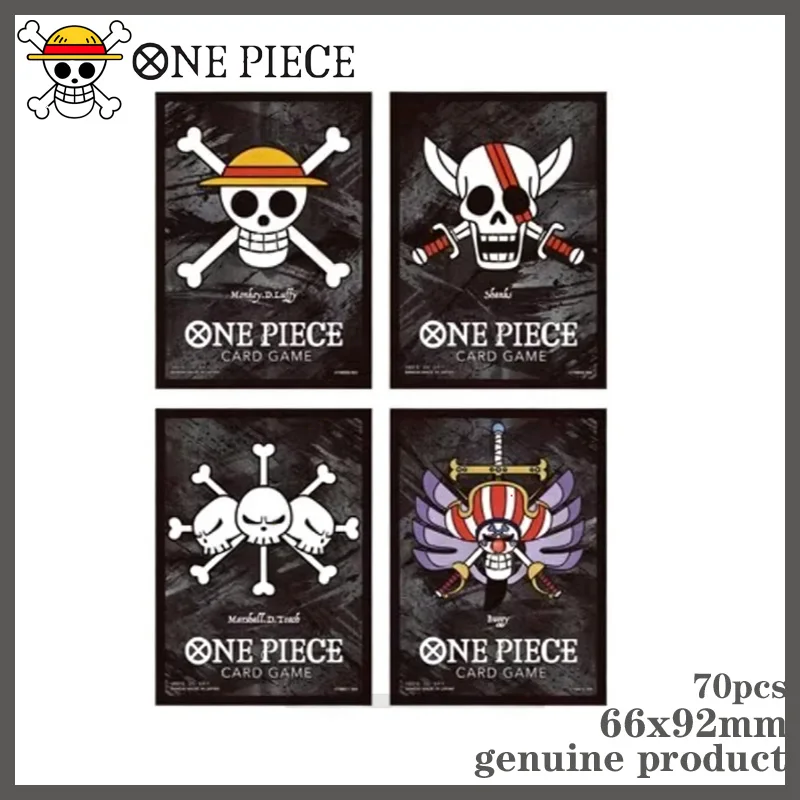 Bandai 70pcs One Piece Card Game Sleeves Blackbeard Pirates Theme with Buggy Shanks Emperor‘s Flag Card Protectors Gift Toys