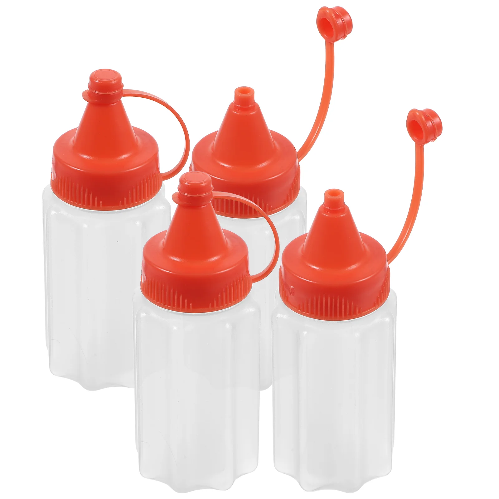 

4 Pcs Squeeze Sauce Bottle Squeezable Condiment Container Storage Bottles Mustard Syrup Salad Dressing Dispenser