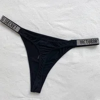 2025 New Sexy Pink Brand Lingerie Female Intimate Underwear Rise Women Panties Bra Rhinestone Letter Comfort Brief 5