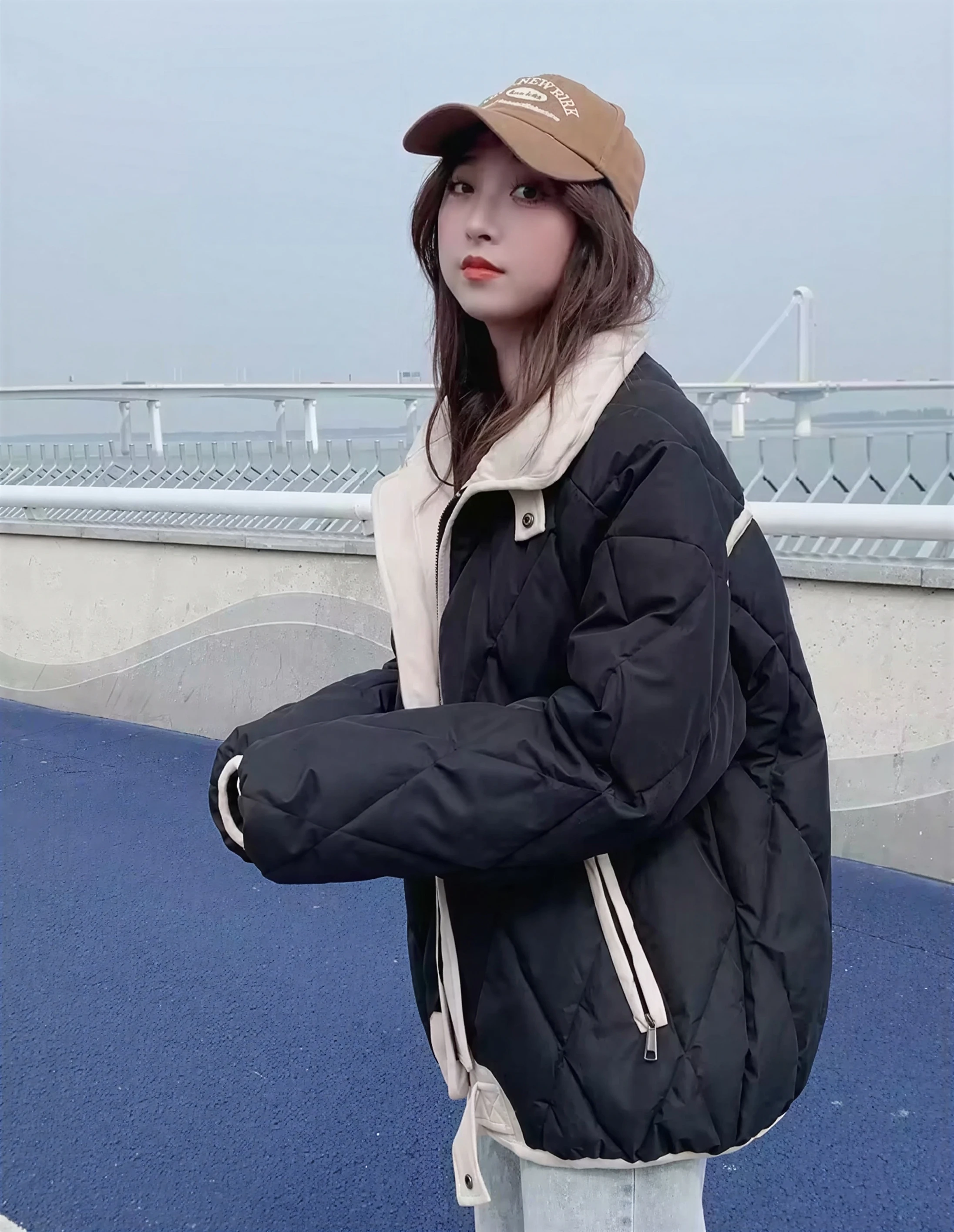 Parkas Womens Parka Coat With Real Fur Autumn Bio-Cotton Multi-Pockets Stuffed Snap-Button Cinching Drawcord Packable Tied Broad