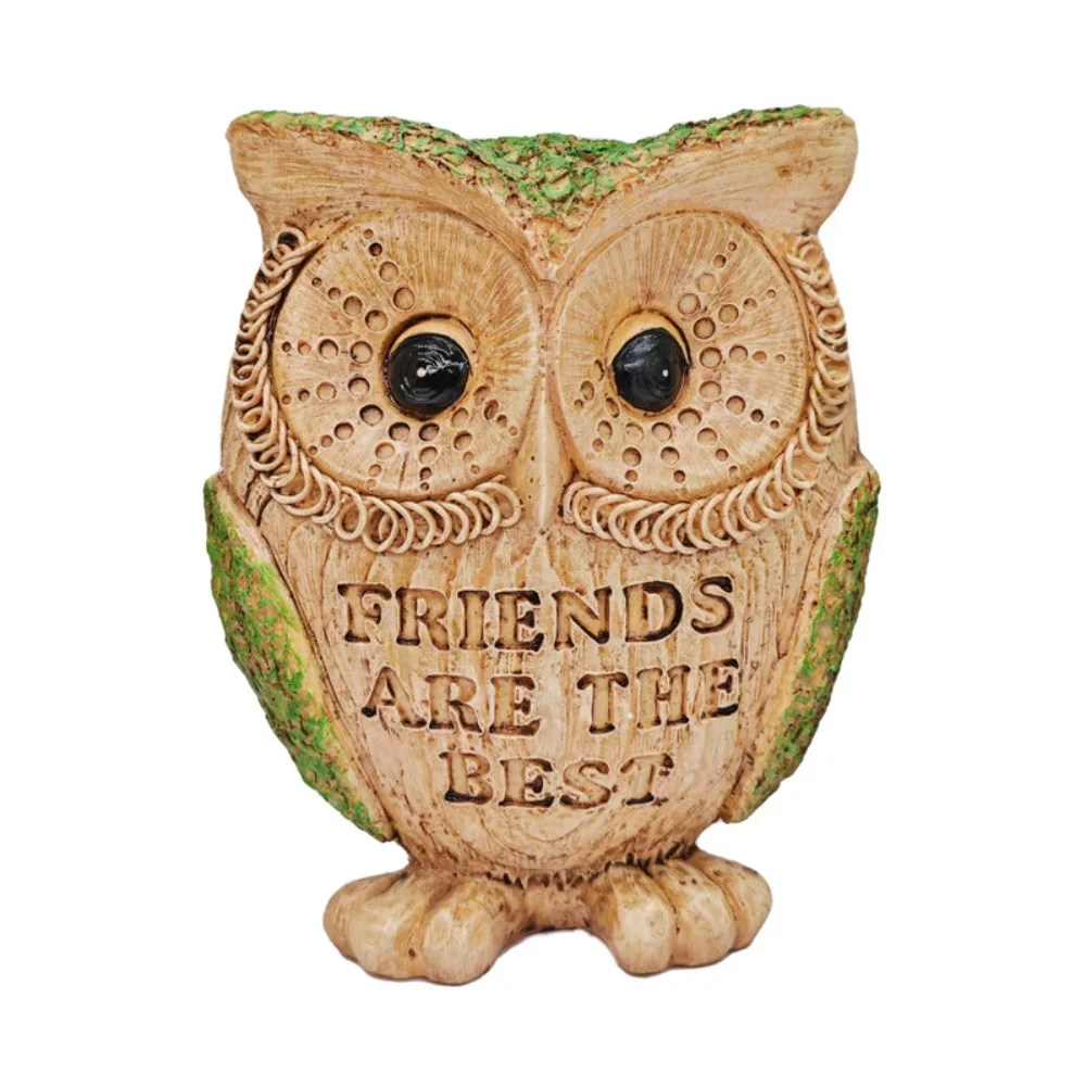 

Crafts Resin Owl Statue Vivid Cute Bird Miniature Figurine Retro Animal Sculpture Living Room