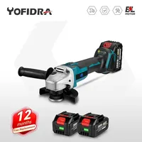 Yofidra 125mm Brushless Angle Grinder 4 Gears Polishing Cutting Machine Cordless Woodworking Power Tool For Makita 18V Battery