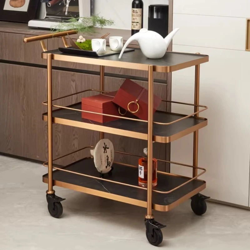 Hand Push Two-layer Service Cart Hotel Multi-function Cart High-end Ultra-quiet Wheels