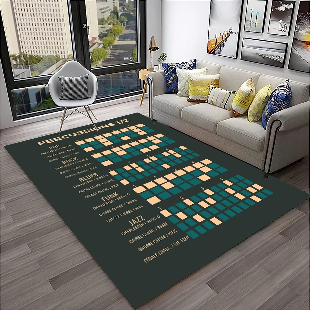 Music Basic Guitar Chord Theory Chart Piano Carpet Rug for Living Room Adult Yoga Mats Doormat Decor Kid Area Rug Non-slip Mat