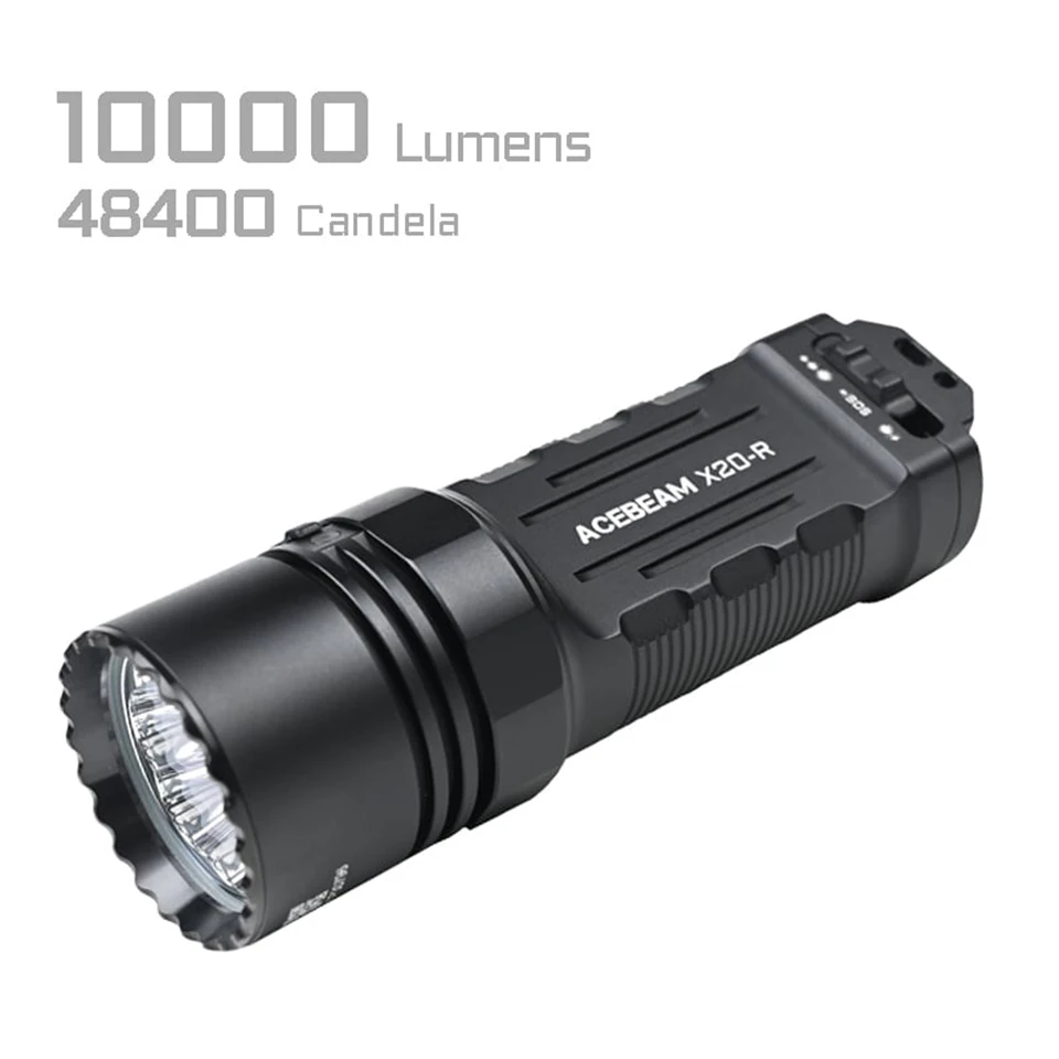 Acebeam X20-R USB-C High Output LED Tactical Flashlight 18650 Strong Long Range Torch Lamp for search rescue caving patrolling