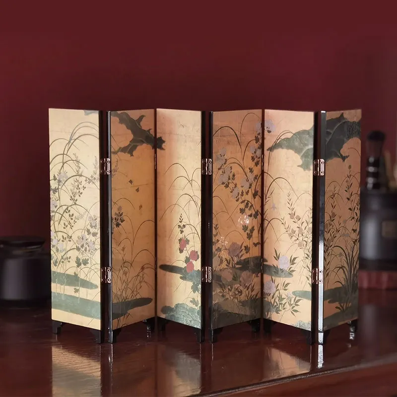 Classical Landscape Decorative Paintings, Desktop Foldable Double-sided Screen Ornaments Birthday Gifts  Lacquerware Handicrafts