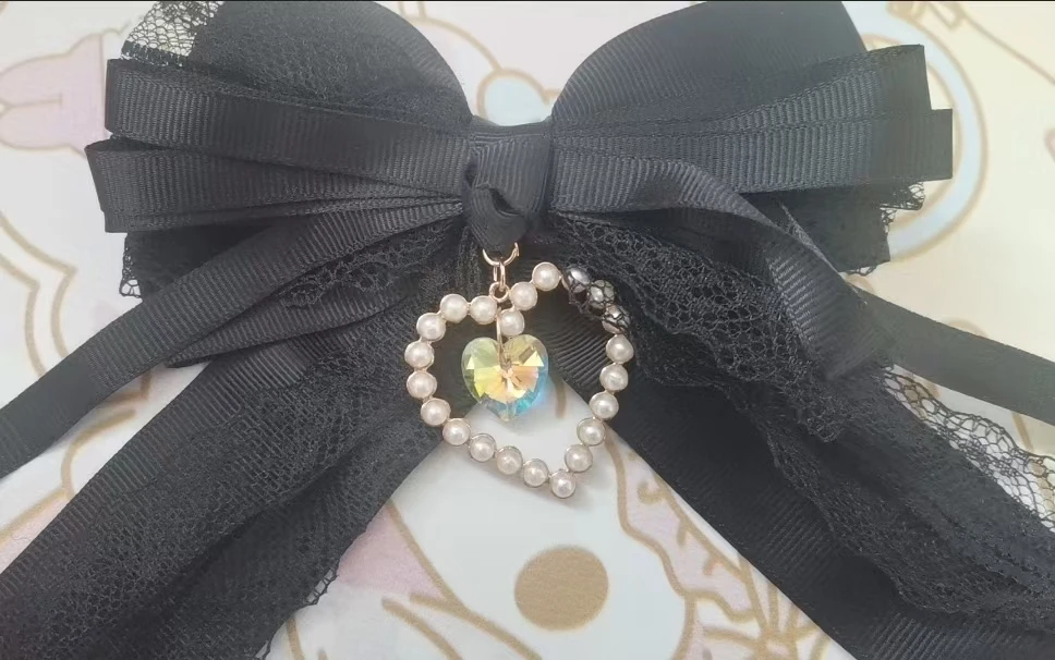 Y2K أنيقة لؤلؤة الحب مقاطع الشعر الأقواس الحلوة الدانتيل طبقة مزدوجة دبابيس الشعر Harajuku إكسسوارات الشعر لعيد الحب عيد الميلاد