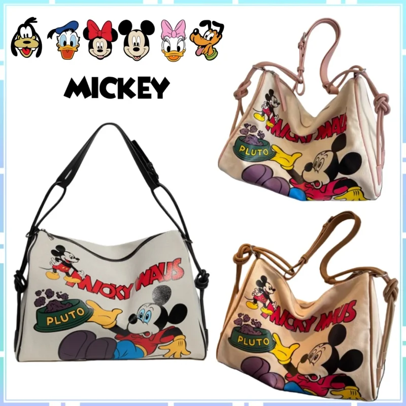 

Ручная парусиновая дорожная сумка через плечо с Микки Маусом, портативная большая вместительная сумка с героями мультфильмов, аниме, подарок-сюрприз