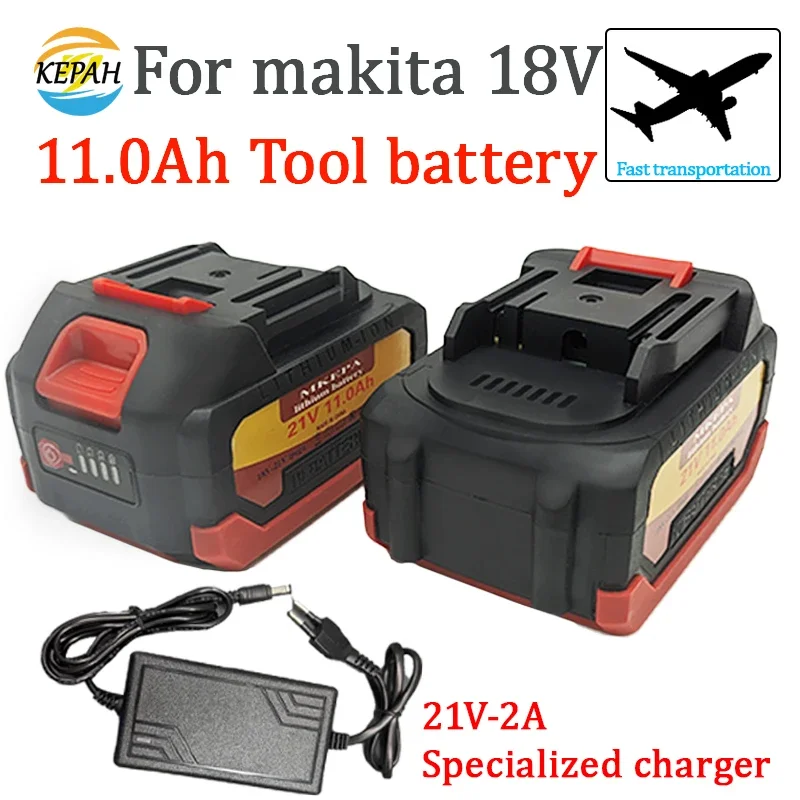 

21V tool battery suitable for Makita, 11Ah rechargeable lithium battery for electric drill and chainsaw, 18-21V 11000mAh battery