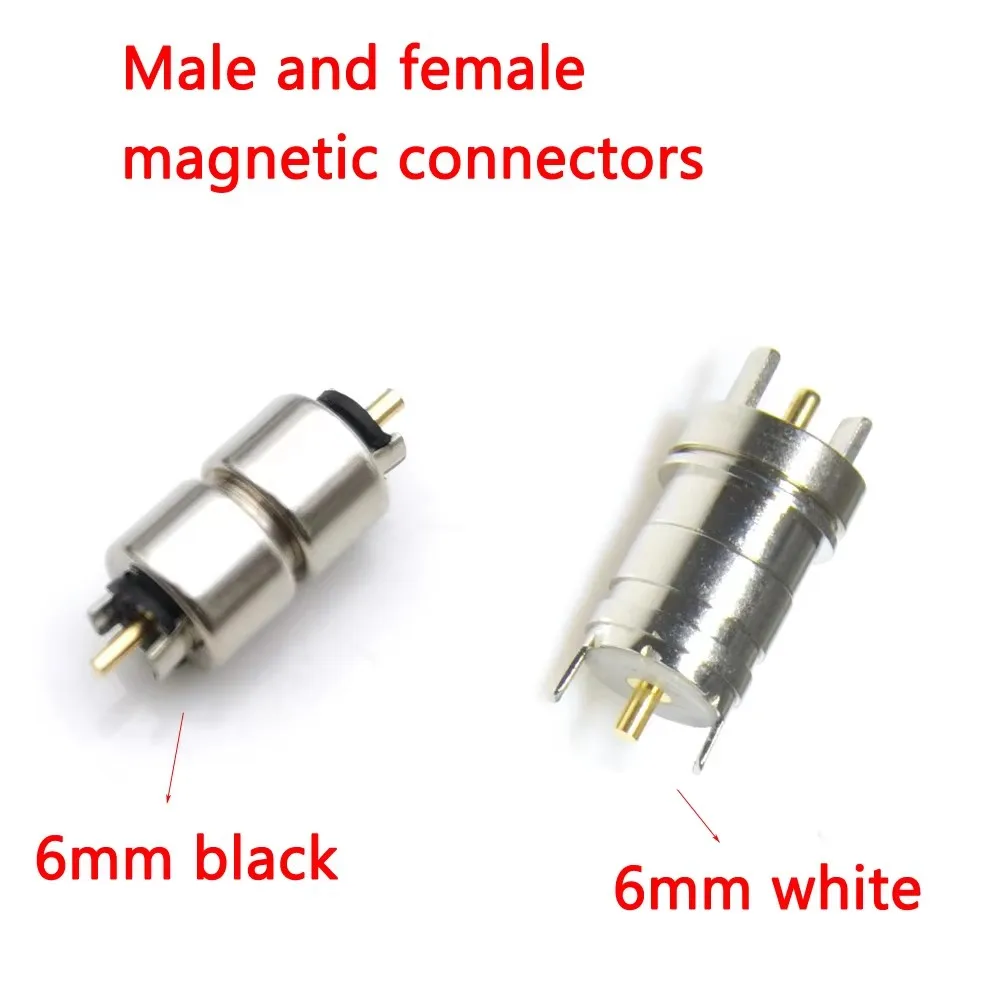 6mm 2Pin Magnet single Spring-Loaded Magnetic Cable Pogo pin Connector charge Power male female Probe 5-12V Solder Wire type