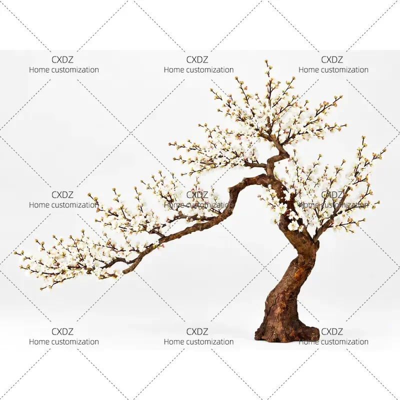 Simulation White Plum Blossom Tree Artificial Fake Plant Indoor Outdoor Decorative Landscaping for Hotel Garden New Chinese