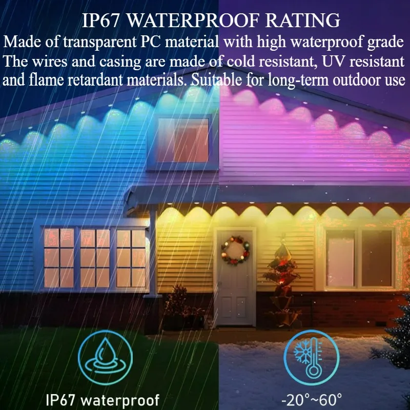 Guirxiété Lumineuse LED RVB Étanche, Intelligente, Contrôle du Son, Musique, Décoration de Cour, Noël, Extérieur