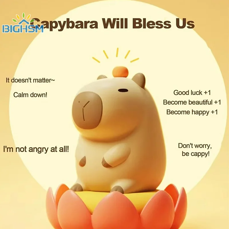 ซิลิโคน Capybara LED Night Light ตารางโคมไฟสัตว์ Touch Sensor Sleep ไฟเด็กข้างเตียงตกแต่งห้องนอนของขวัญวันเกิด