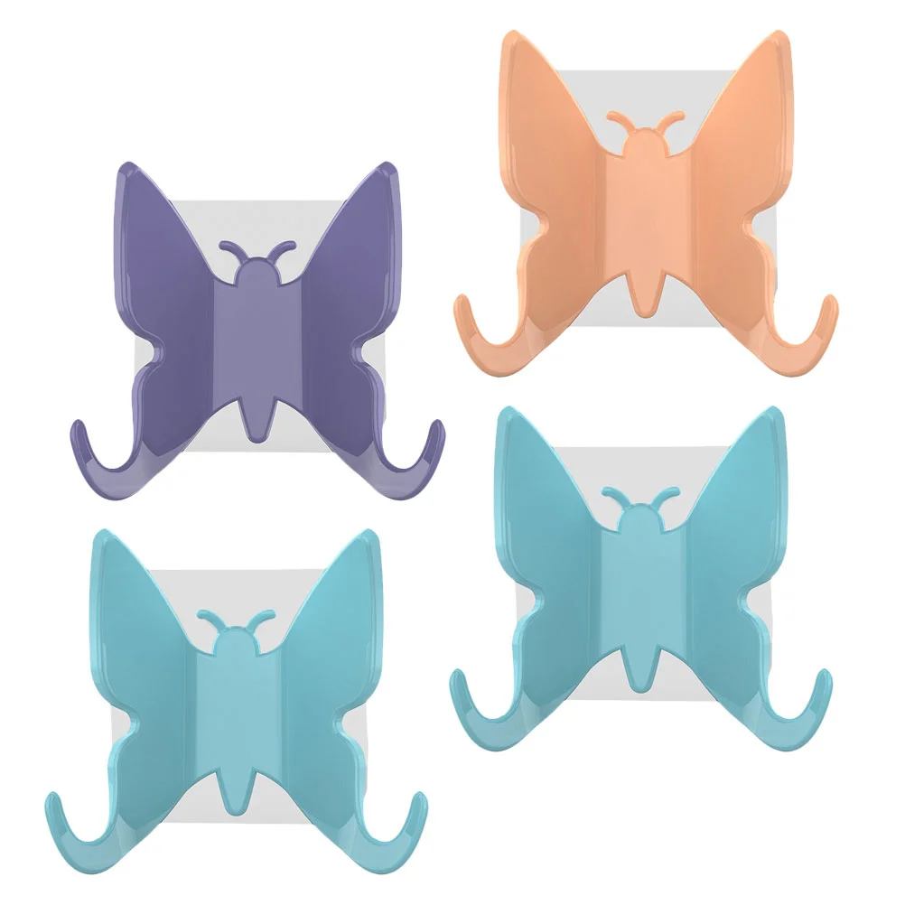 4 Pcs Shaped Hanger Shower Hook Bathroom Wall Clothes Rack Decorative Towel Hooks Hangers Multifunction Suction