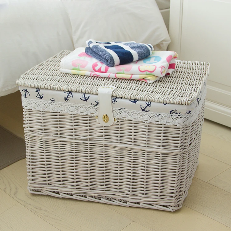 

Rattan storage box with lid, willow storage basket with lock weaving glove box, rattan basket basket storage box, organizing box