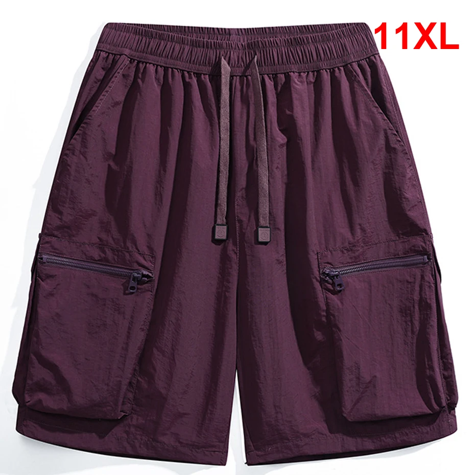

10XL 11XL Plus Size Shorts Men Summer Cargo Shorts Fashion Casual Solid Color Short Pants Male Big Size 10XL Purple Shorts