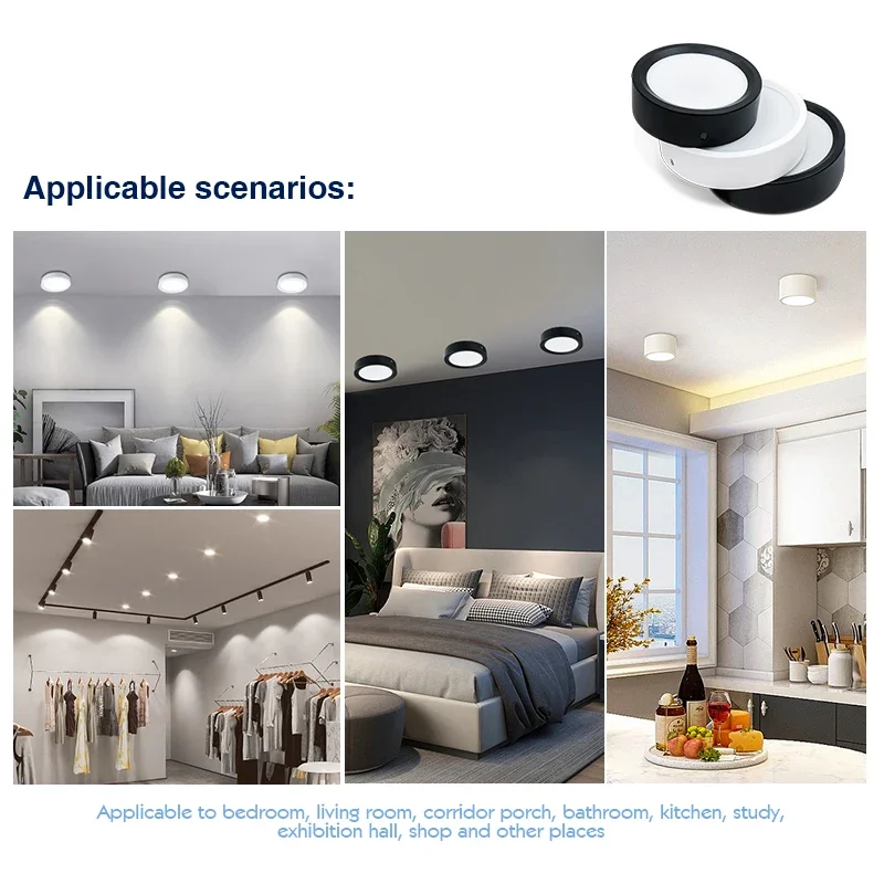 LED Downlight 9W 12W 15W 18W panneau lumineux monté en Surface AC 220V cuisine chambre salon ménage plafonnier Spot