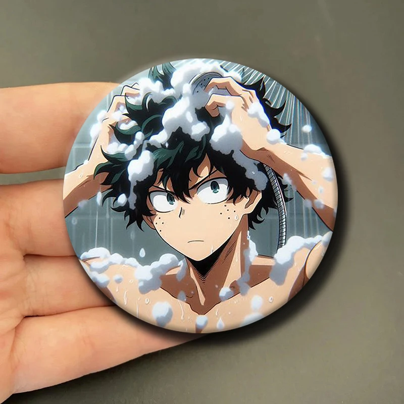58mm Anime Character Izuku Midoriya Soft Button Pin Hero Cartoon Brooch Creative Badge for Backpack Clothes Decoration Gift