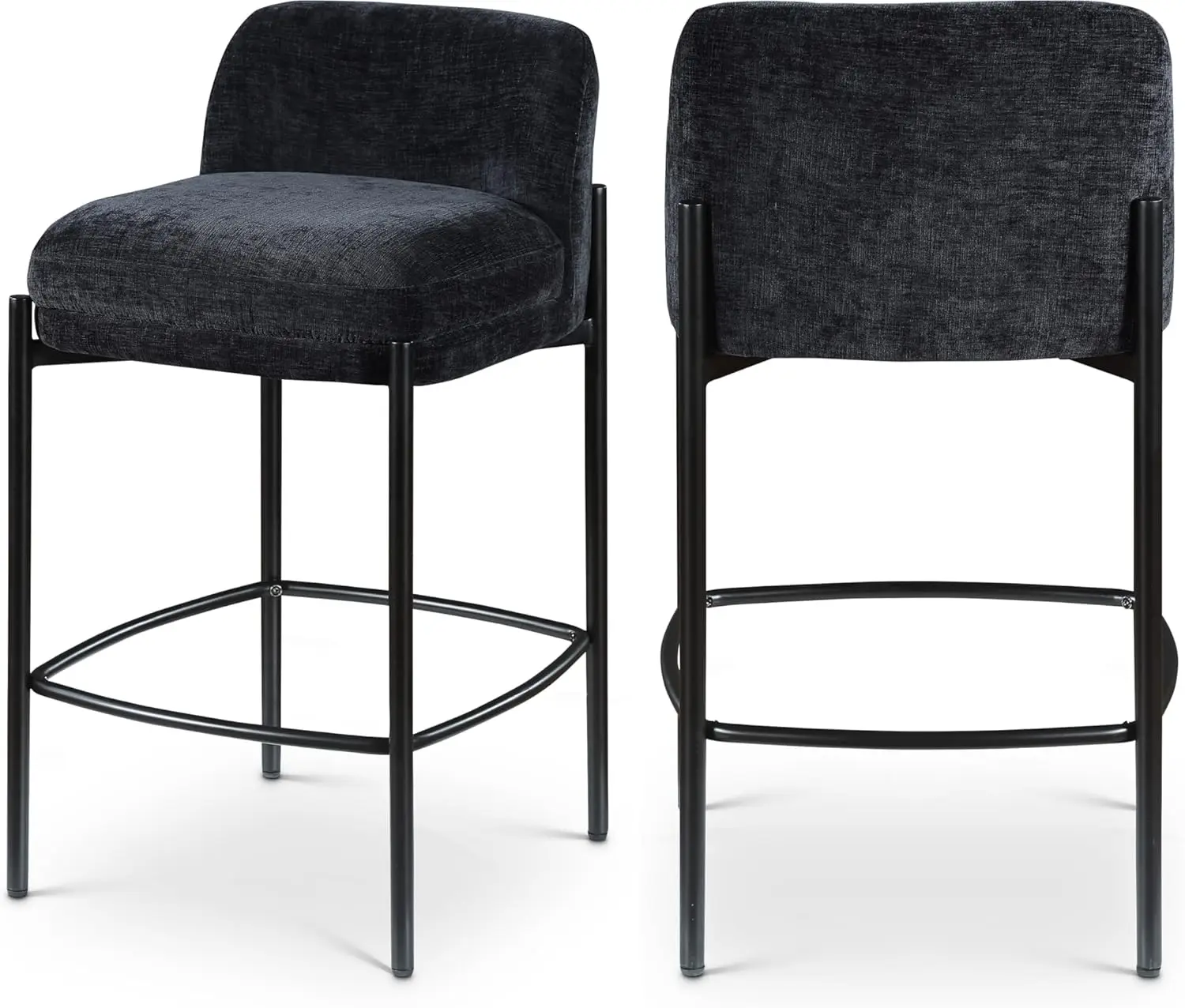 

Мебель Meridian 429Black-C Коллекция Burton Modern | Современный табурет из мягкой синельной ткани, матовый черный металлический каркас,