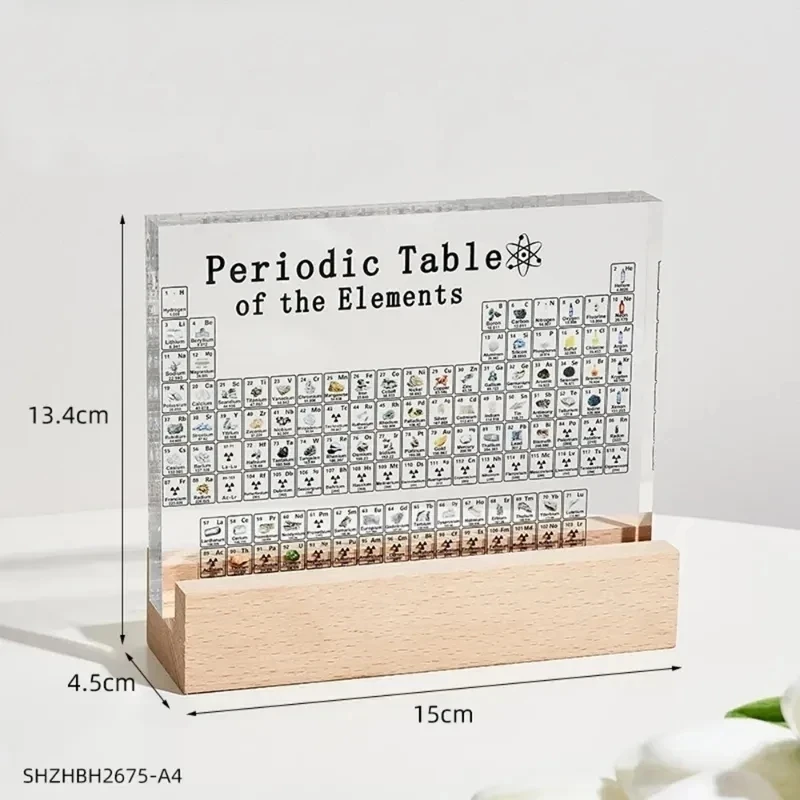 Periodic Table of Chemical Elements with USB Balsa Wood Pedestal Table Decoration Crafts Room Decorations Gifts for Teachers Kid