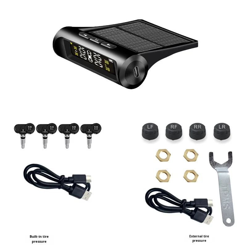 2026 Solar-Powered Wireless Detector Built-In/ External Tire Gauges High-Precision Digital Car Tire Pressure Monitor Universal