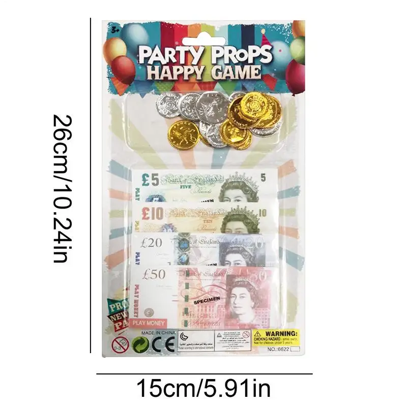 Ensemble de jouets de pièces de monnaie pour enfants, accessoire de jeu de rôle pour voyage, film, école, salle de classe, anniversaire, enseignement à domicile pour filles