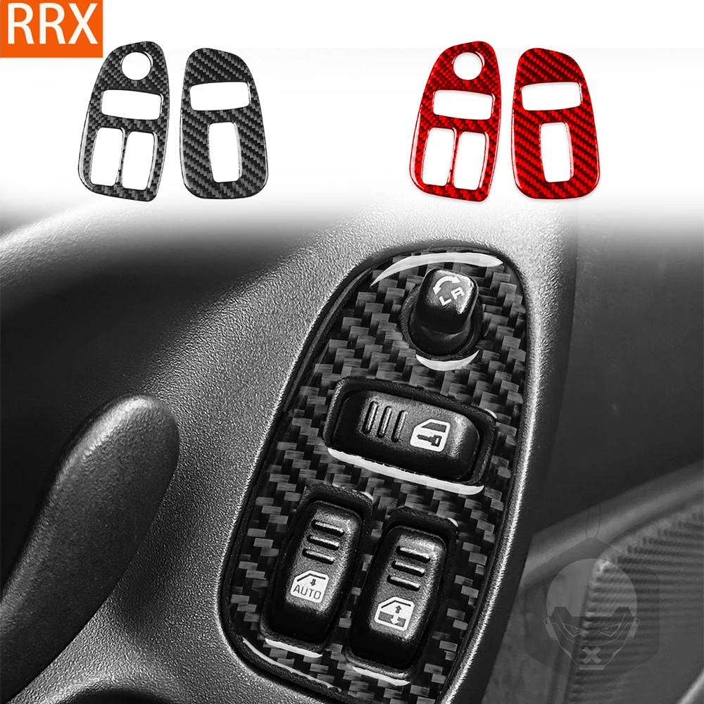 For Chevrolet Camaro Z28 1997-2002 Real Carbon Fiber Stickers Door window lift button panel Car Accessories Interior decorative