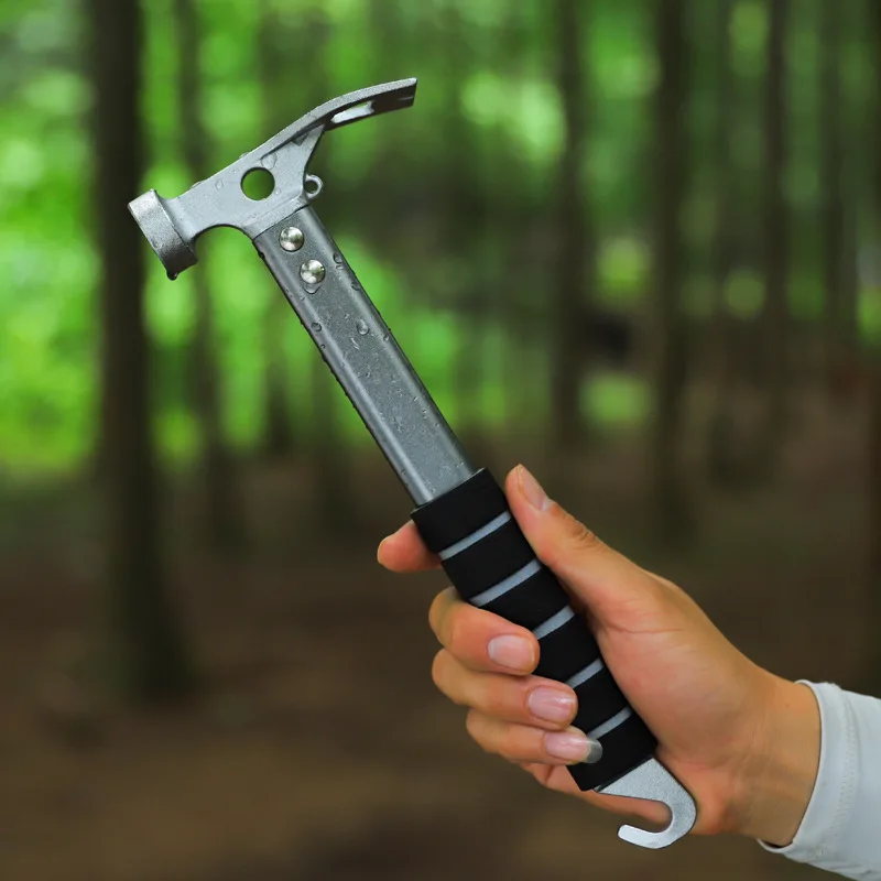Outdoor Tent Nails Hammer, Camping Portable Aluminum Alloy Hammer, Anti Slip And Shockproof Sponge Handle Hammer view 2