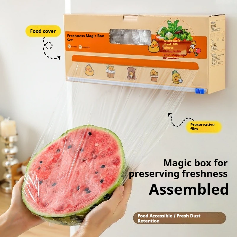 Envoltura Saran para alimentos y bolsas de plástico con dispensador, dispensador magnético de plástico con cortador, caja de almacenamiento, cortador de película alimentaria, caja de almacenamiento