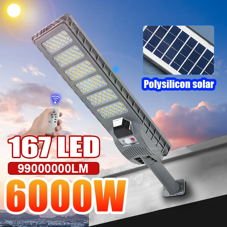 99000000LM 6000W/3000W/500W Solar Lights Outdoor Waterproof Floodlight With Motion Sensor Garden Courtyard Lamp  Street Lamp
