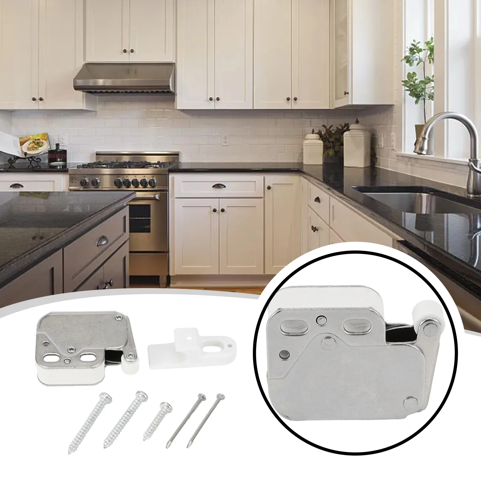 1pc Cabinet Doors Snap Lock Mini TouchLatch AutomaticSpring Push Catch Bounce Lock For Cabinet Push Door To Close And Lock