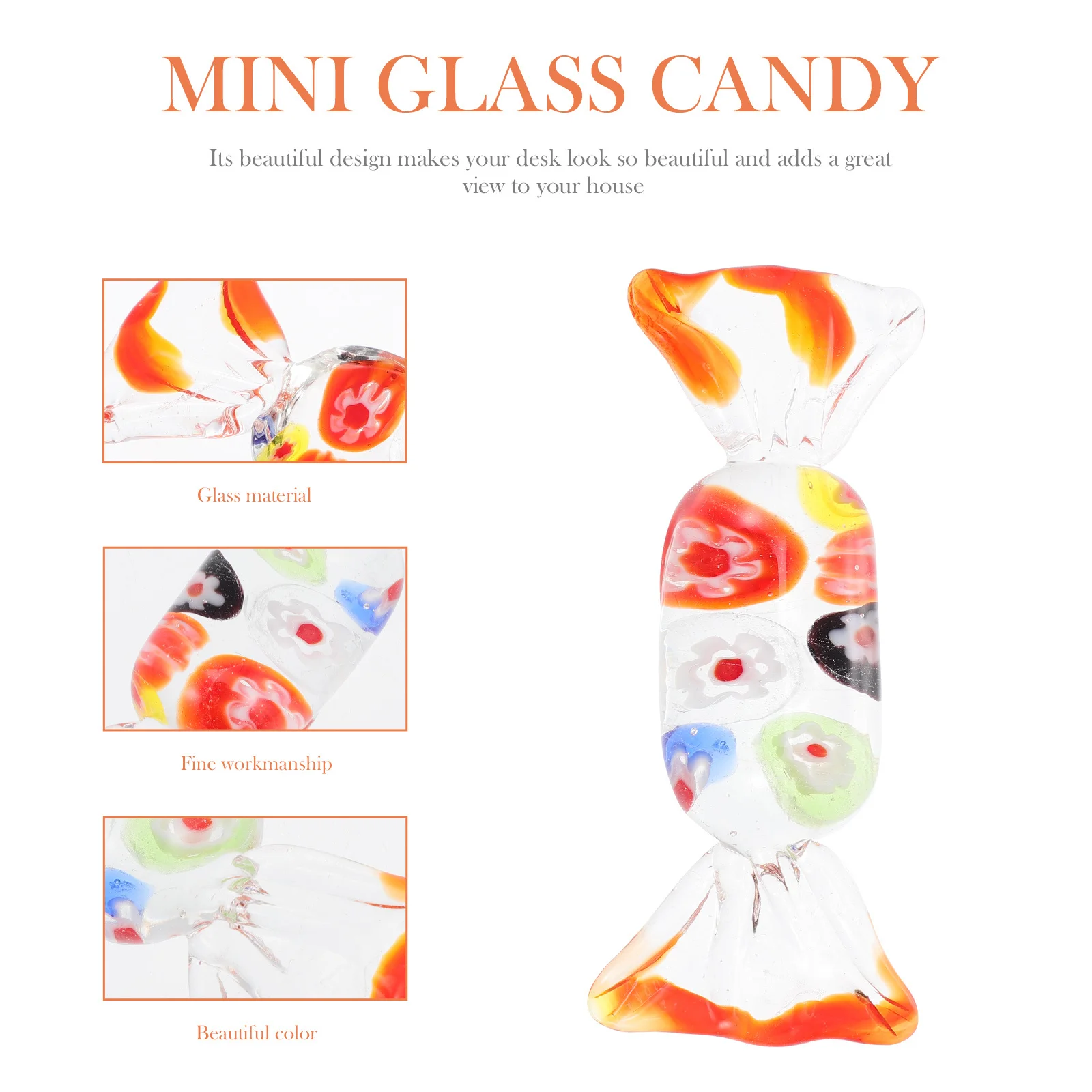 

Desktop Candy Decor Glass Sweets Ornament Ornaments for Crafts Colorful Bulk Decorative
