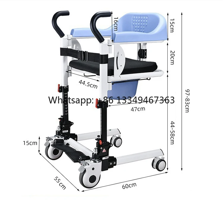 

Hot Sale with Toilet Transfer Commode Adjustable Bath Chair Hospital Nursing for Elderly and Disabled factory