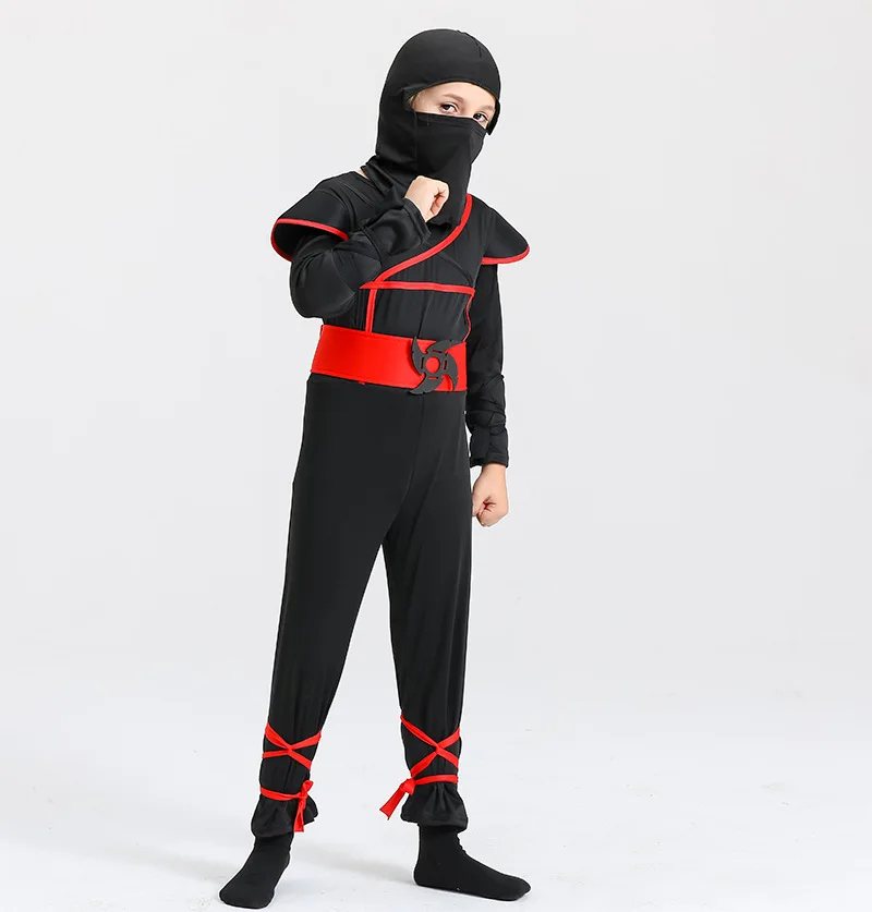 Fantasia ninja deluxe para meninos, com braços, acessórios, roupa infantil de kung fu, presentes de halloween e brinquedos de baioneta